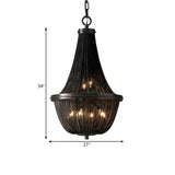 Rustic Modern Black Beaded Basket Metal Chandelier #size