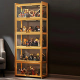 Rustic Natural Bamboo Standard Curio Display Cabinet Image - 1