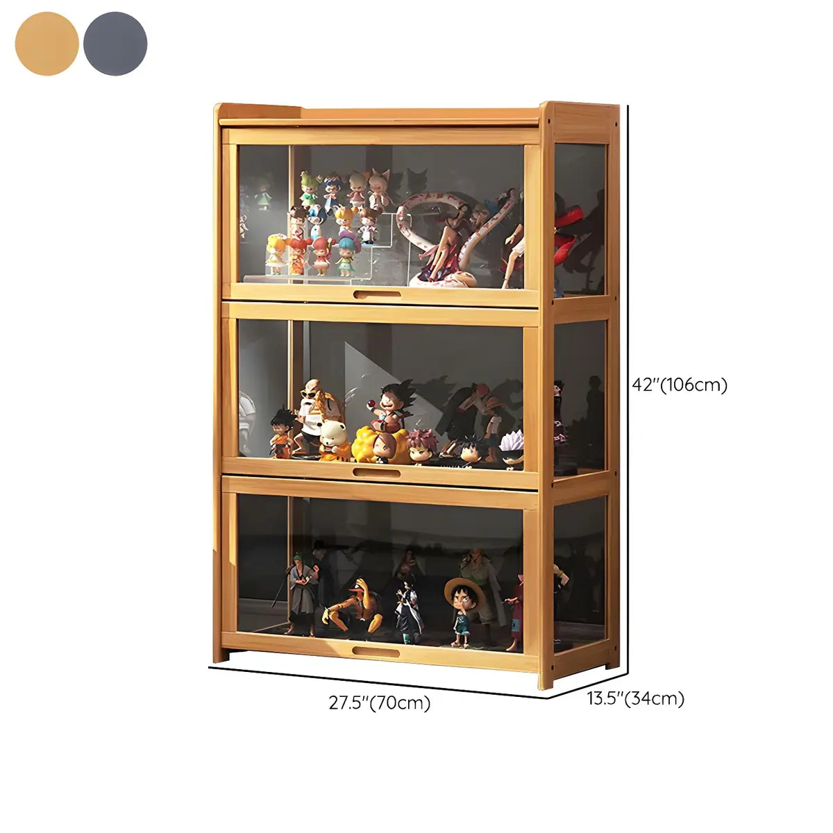 Rustic Natural Bamboo Standard Curio Display Cabinet 