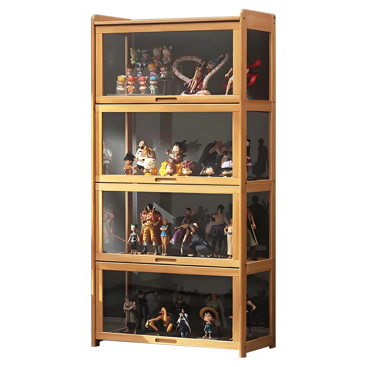 Rustic Natural Bamboo Standard Curio Display Cabinet Image - 3