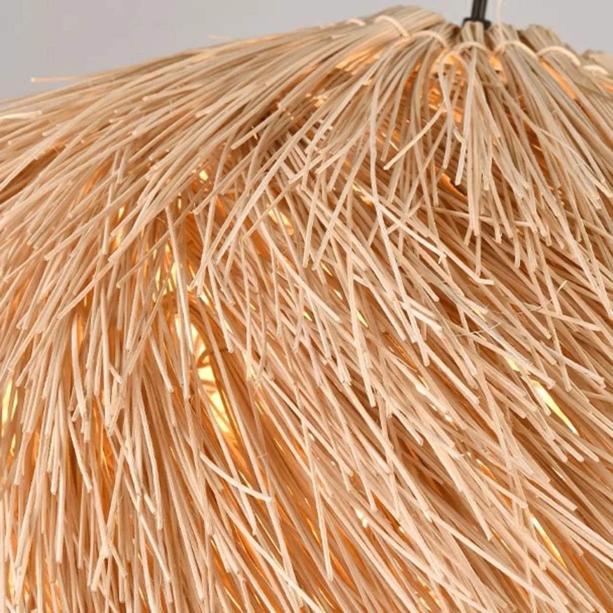 Rustic Natural Straw Rattan Woven Dome Pendant Light Image - 7