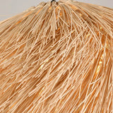 Rustic Natural Straw Rattan Woven Dome Pendant Light Image - 9