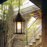 Rustic Outdoor Black Metal Lantern Pendant Light Image - 1