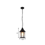 Rustic Outdoor Black Metal Lantern Pendant Light #size