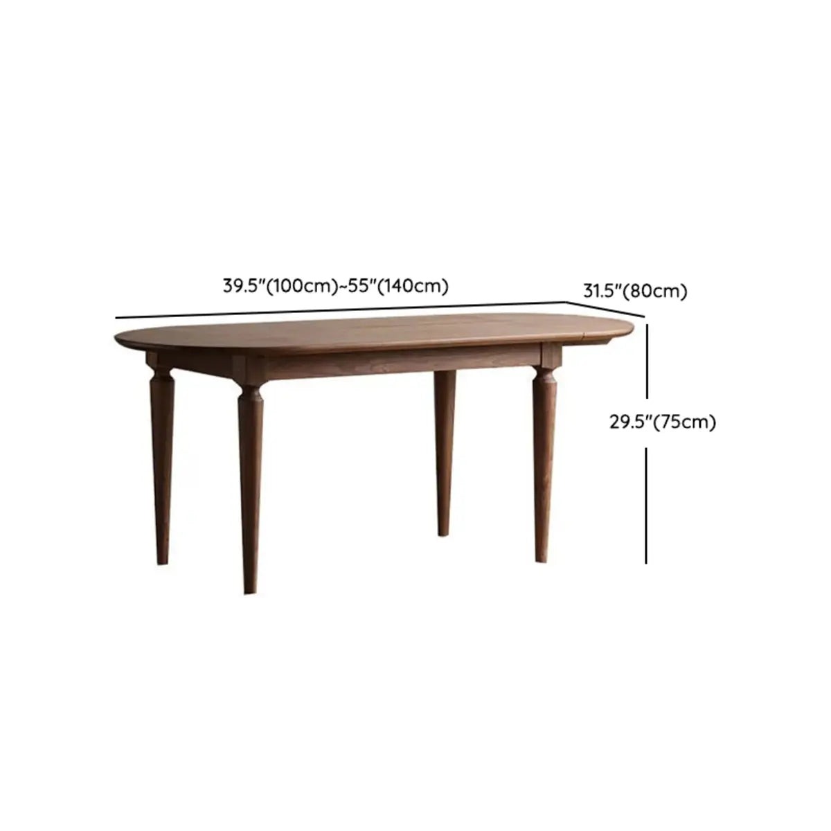 Rustic Oval Walnut Extendable Dining Table for Kitchen Brown 