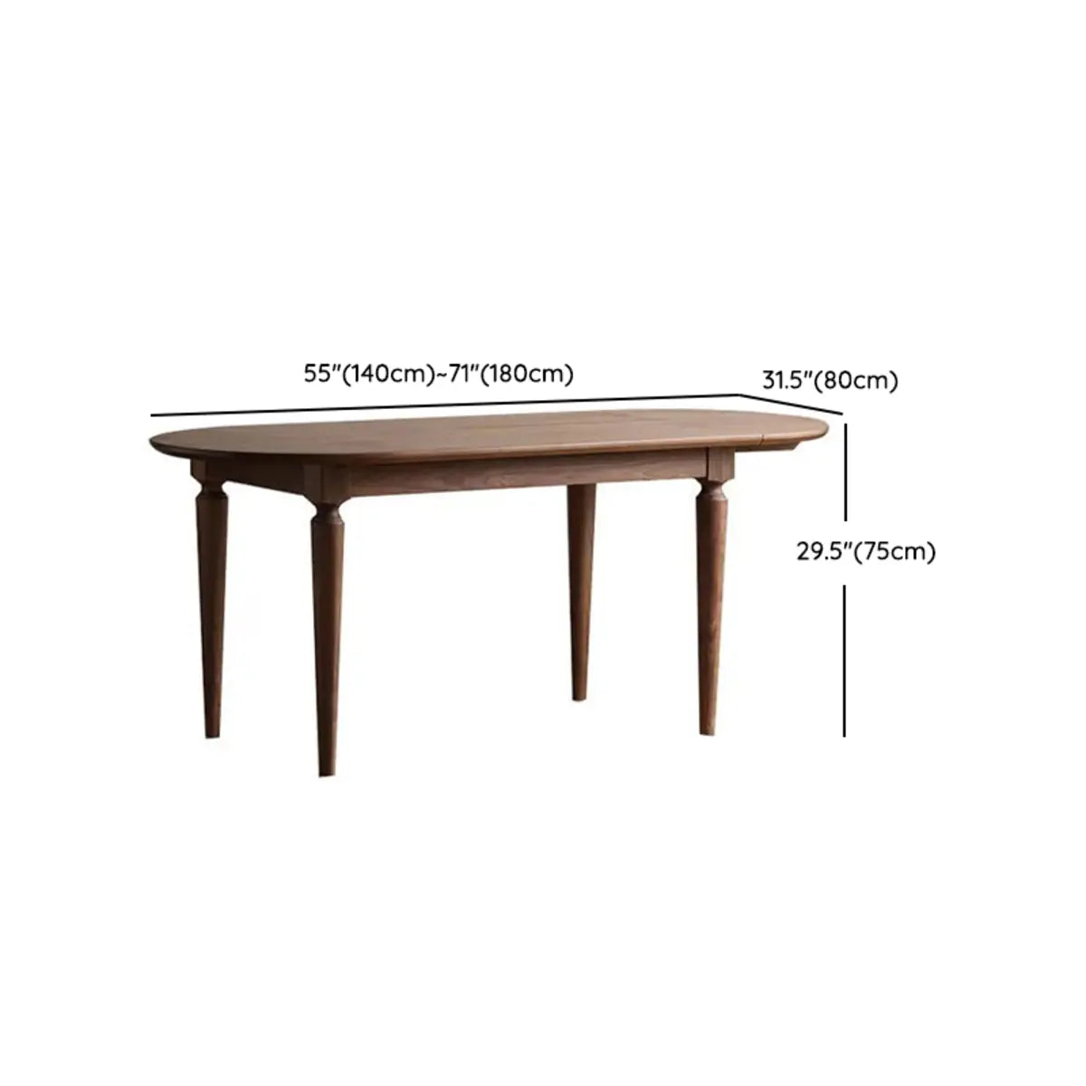 Rustic Oval Walnut Extendable Dining Table for Kitchen Brown Image - 14