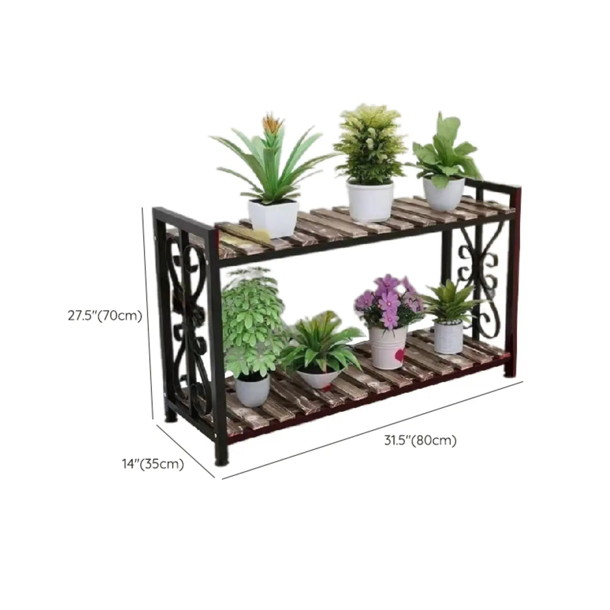 Rustic Rectangle Pine Crate Large Plant Stand Black 