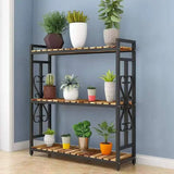 Rustic Rectangle Pine Crate Large Plant Stand Black Image - 2