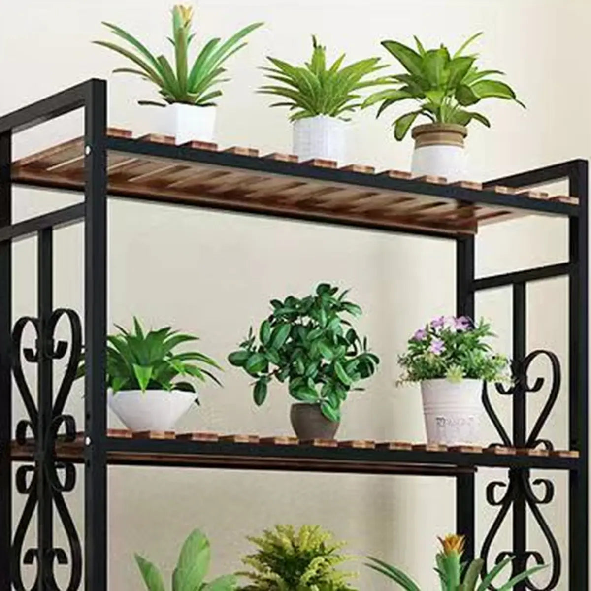 Rustic Rectangle Pine Crate Large Plant Stand Black Image - 8