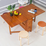 Rustic Rectangular Wood Dining Table Kitchen Drop Leaf Image - 1