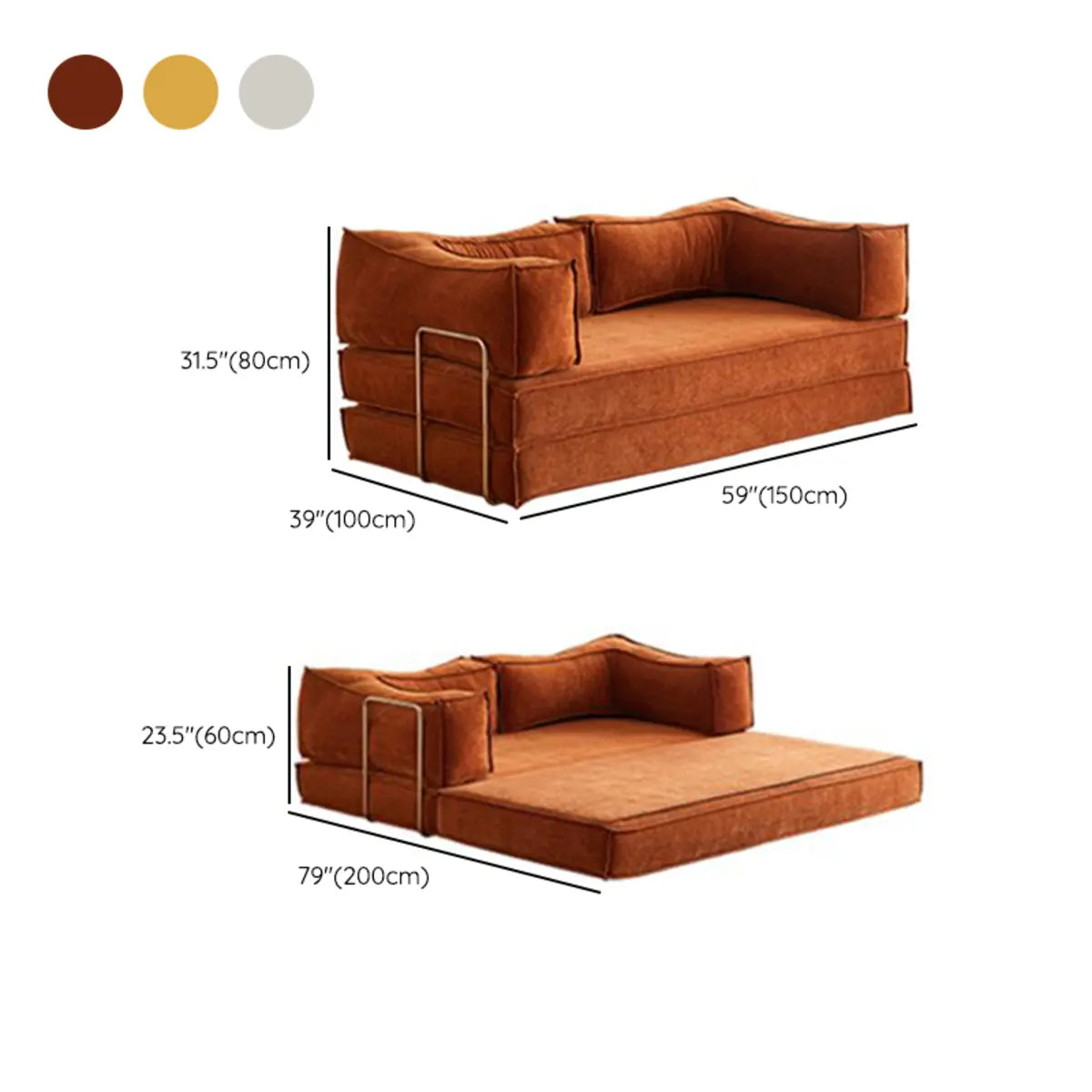 Rustic Red-Brown Full Velvet Cushion Back Daybed Futon 