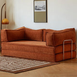 Rustic Red-Brown Full Velvet Cushion Back Daybed Futon Image - 4