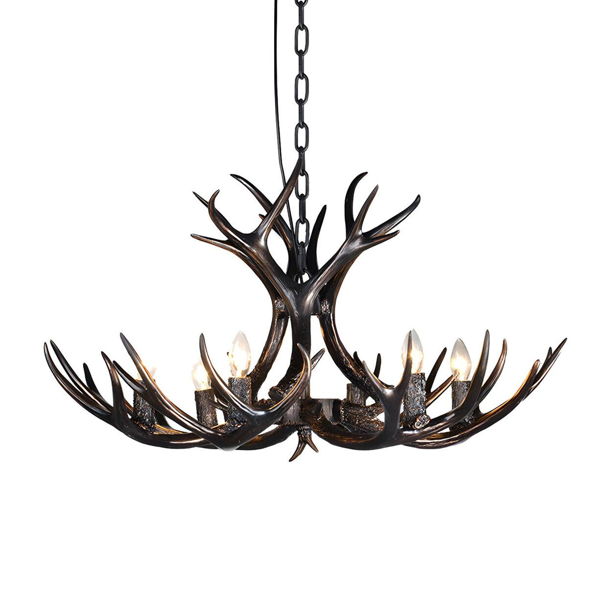 Rustic Resin Antler Black Candelabra Pendant Chandelier Image - 11