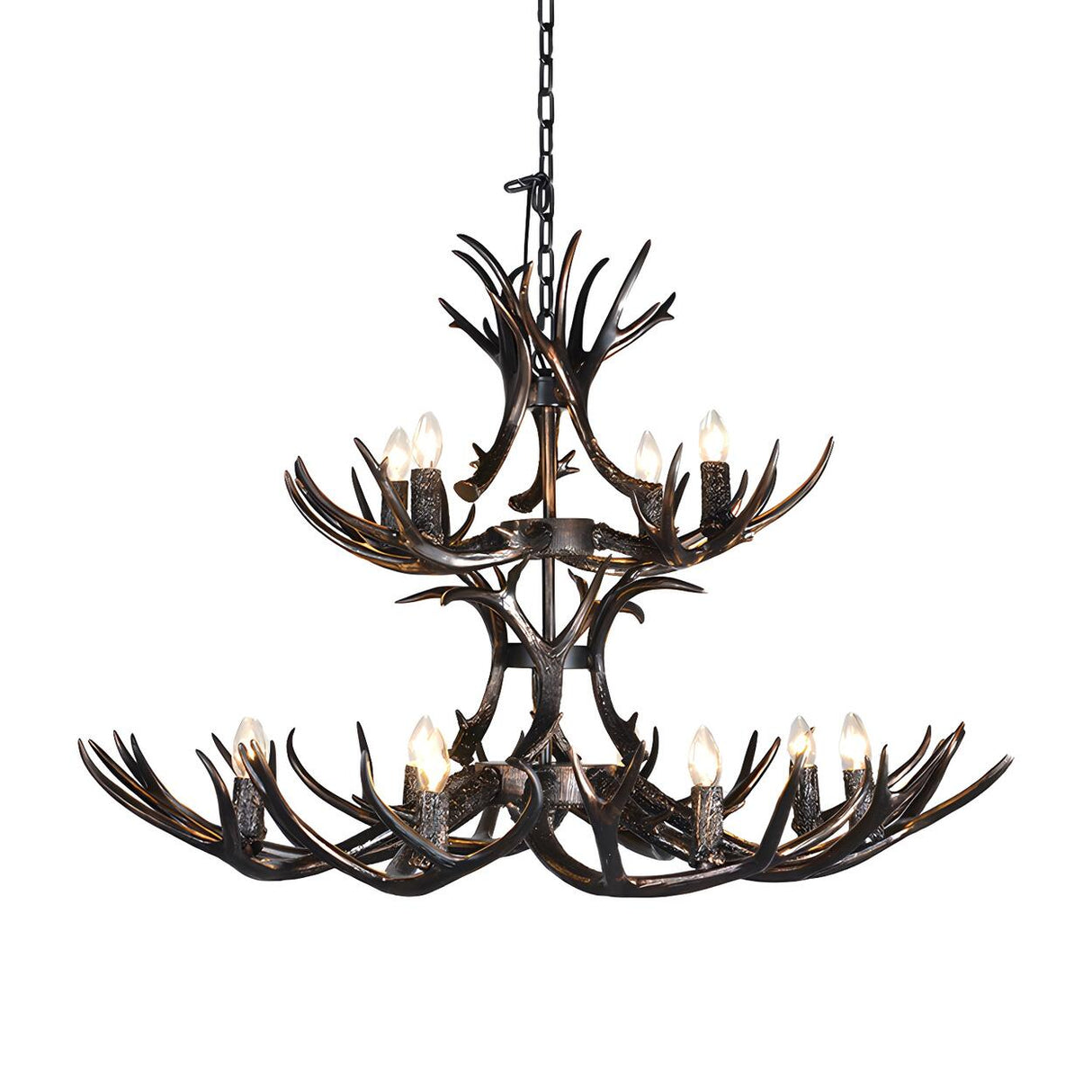 Rustic Resin Antler Black Candelabra Pendant Chandelier Image - 19