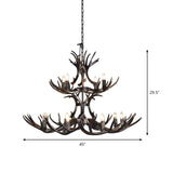 Rustic Resin Antler Black Candelabra Pendant Chandelier Image - 20