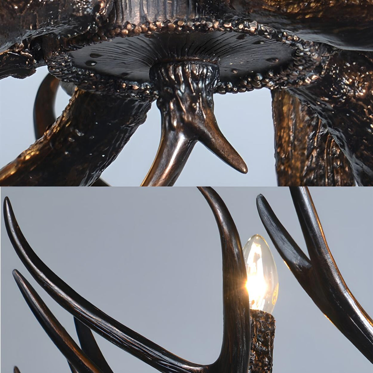 Rustic Resin Antler Black Candelabra Pendant Chandelier Image - 21