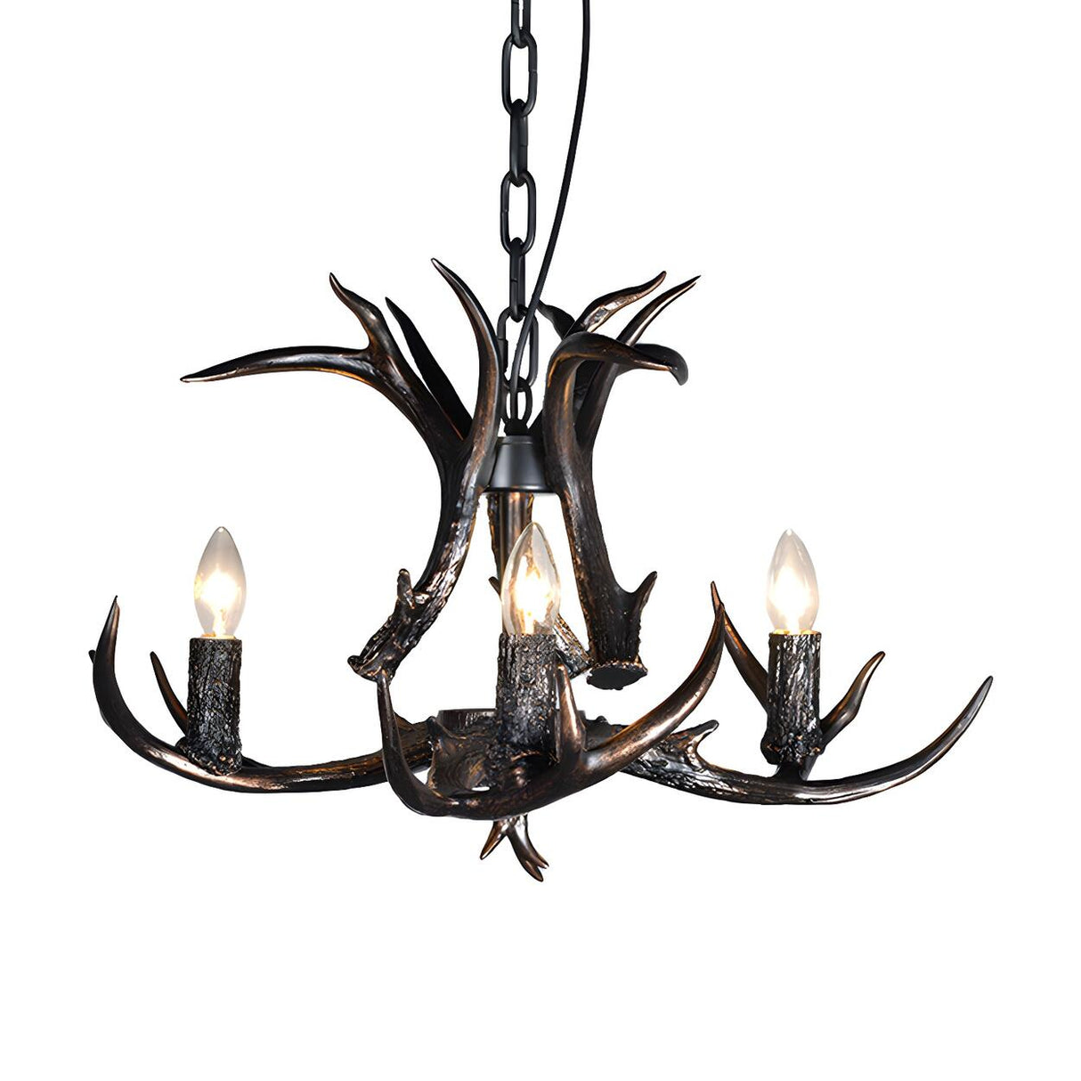 Rustic Resin Antler Black Candelabra Pendant Chandelier Image - 3