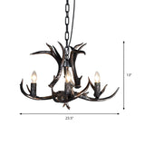 Rustic Resin Antler Black Candelabra Pendant Chandelier Image - 4