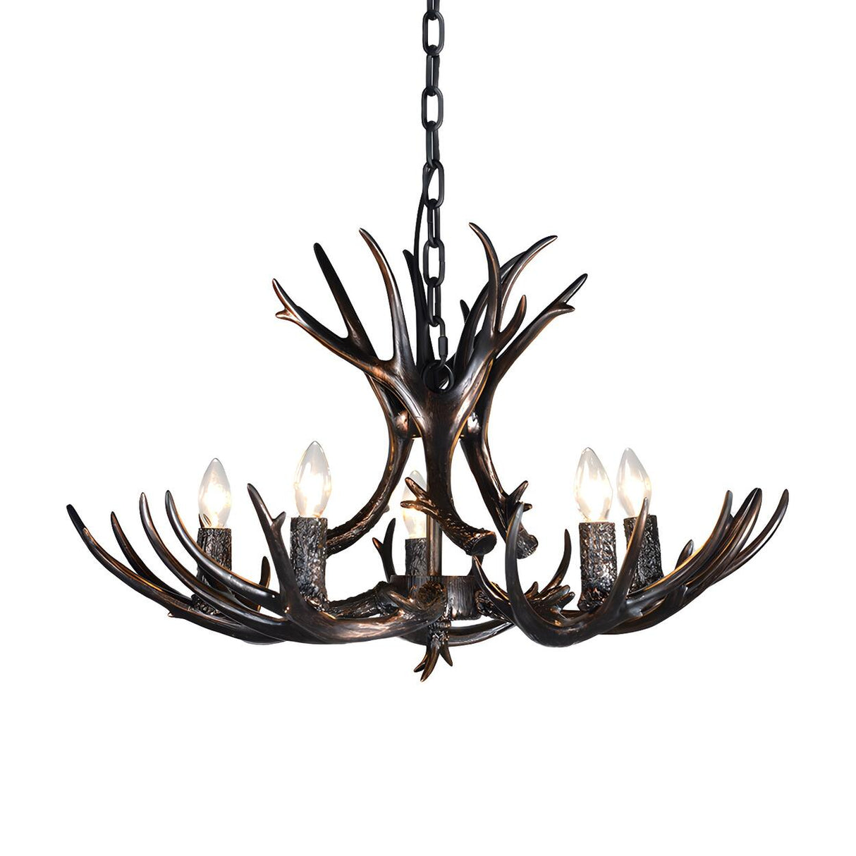 Rustic Resin Antler Black Candelabra Pendant Chandelier Image - 7