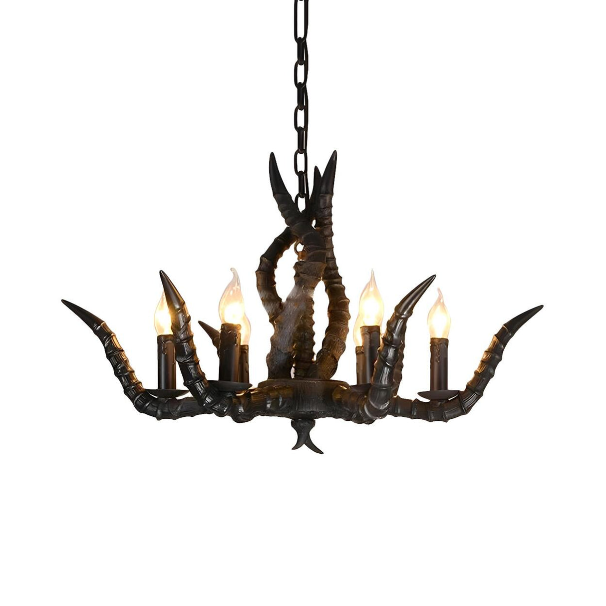 Rustic Restaurant Sheep Horn Resin Candelabra Chandelier Image - 3