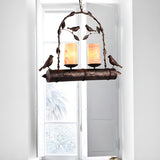 Rustic Retro Bird Metal 2-Light Candle Pendant Light Image - 1