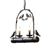 Rustic Retro Bird Metal 2-Light Candle Pendant Light Image - 6