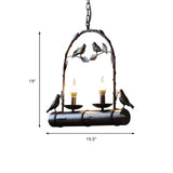 Rustic Retro Bird Metal 2-Light Candle Pendant Light #size