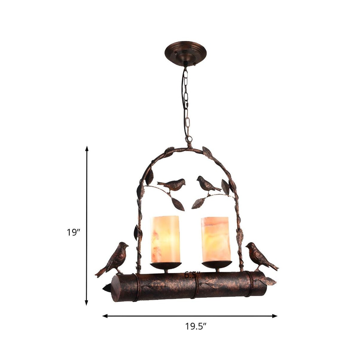 Rustic Retro Bird Metal 2-Light Candle Pendant Light Image - 8