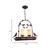 Rustic Retro Bird Metal 2-Light Candle Pendant Light Image - 8