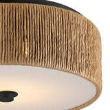 Rustic Retro Circle Brown Bedroom Flush Mount Light Image - 11