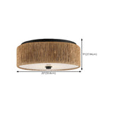 Rustic Retro Circle Brown Bedroom Flush Mount Light Image - 14