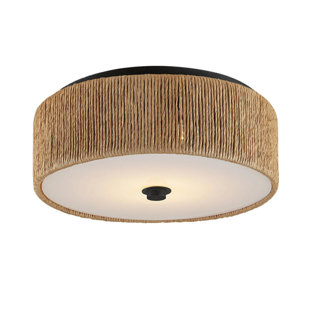 Rustic Retro Circle Brown Bedroom Flush Mount Light Image - 5