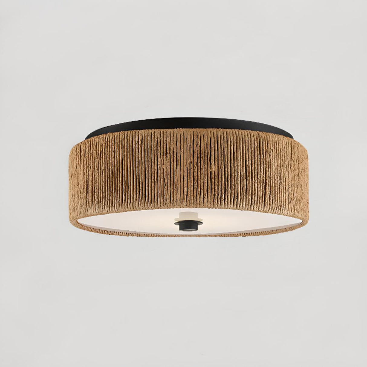 Rustic Retro Circle Brown Bedroom Flush Mount Light Image - 8