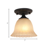 Rustic Ribbed Glass Bell-Shaped Semi-Flush Mount Light Image - 4