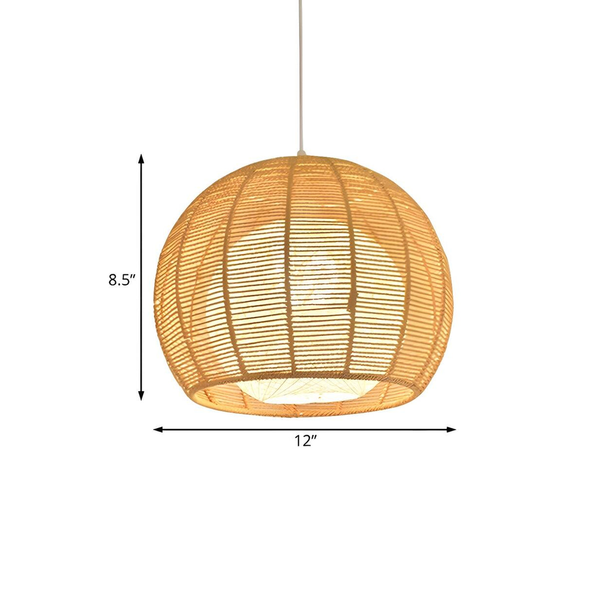 Rustic Rope Natural Rattan Orb Living Room Pendant Light 