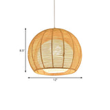 Rustic Rope Natural Rattan Orb Living Room Pendant Light #size