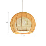 Rustic Rope Natural Rattan Orb Living Room Pendant Light Image - 12