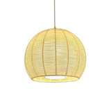 Rustic Rope Natural Rattan Orb Living Room Pendant Light Image - 3