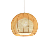 Rustic Rope Natural Rattan Orb Living Room Pendant Light Image - 6