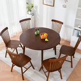 Rustic Round Wooden Foldable Dining Table Natural Finish Image - 12