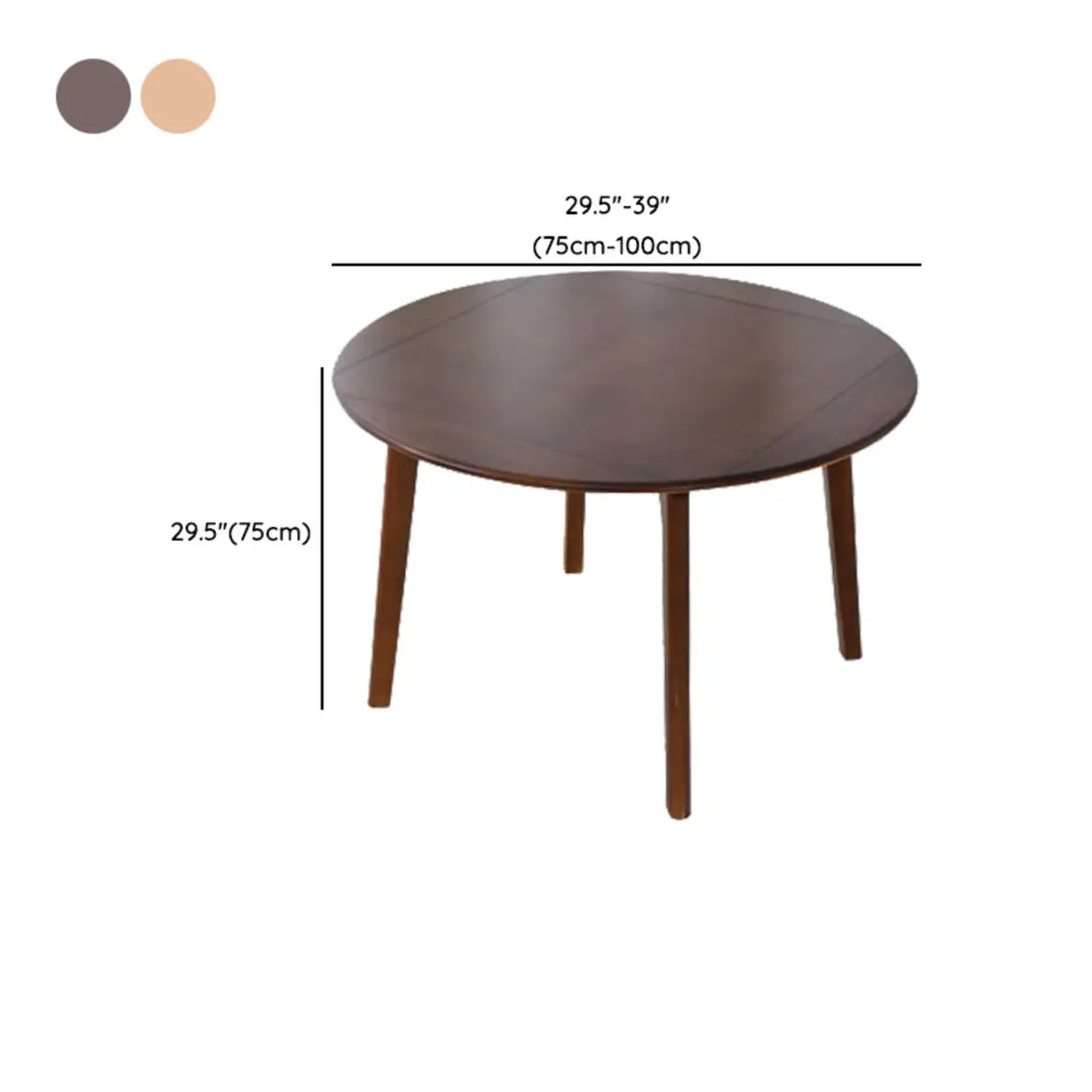 Rustic Round Wooden Foldable Dining Table Natural Finish 