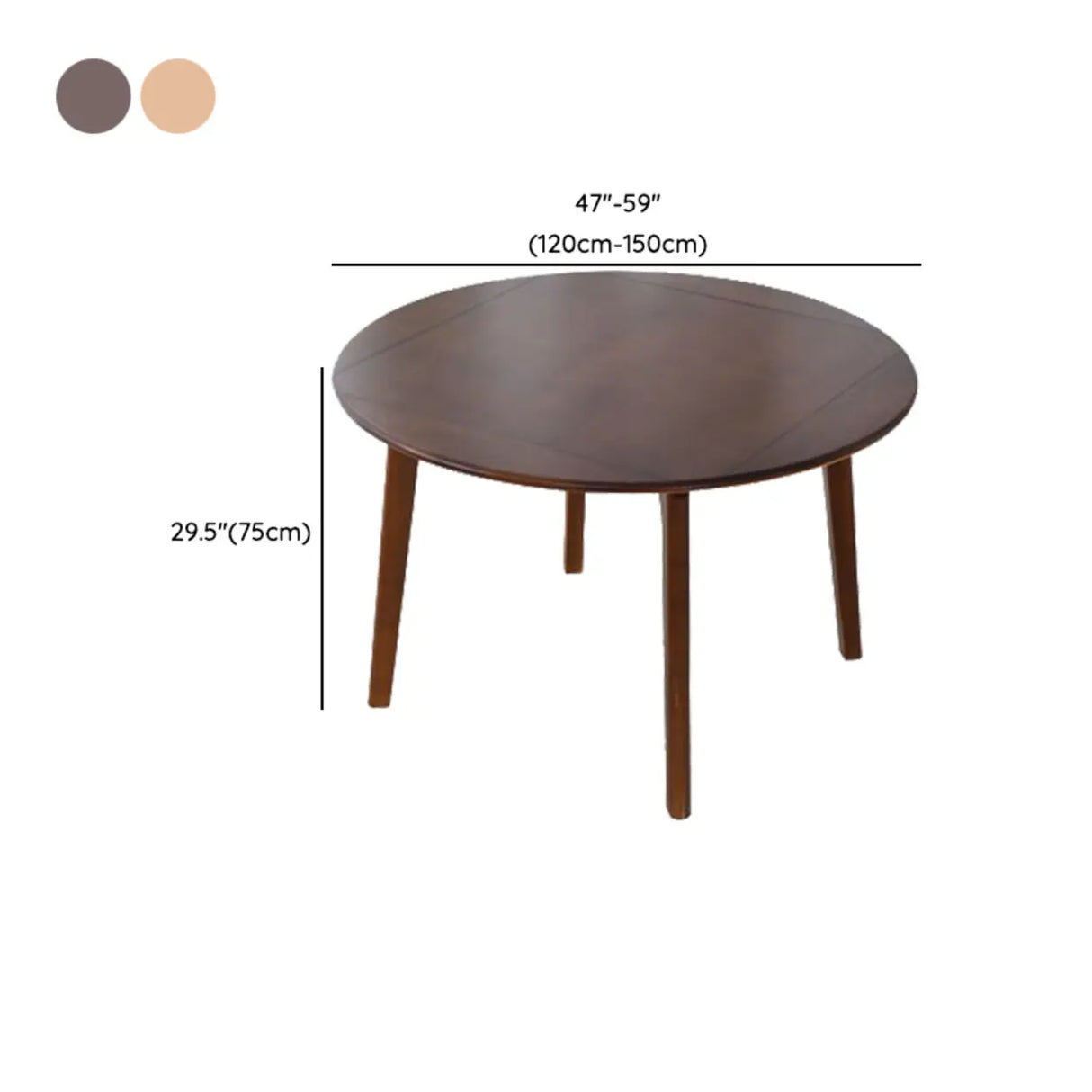 Rustic Round Wooden Foldable Dining Table Natural Finish Image - 17