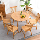 Rustic Round Wooden Foldable Dining Table Natural Finish Image - 4