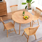 Rustic Round Wooden Foldable Dining Table Natural Finish Image - 6