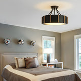 Rustic Small Black Drum LED Semi Flush Mount Light Image - 3