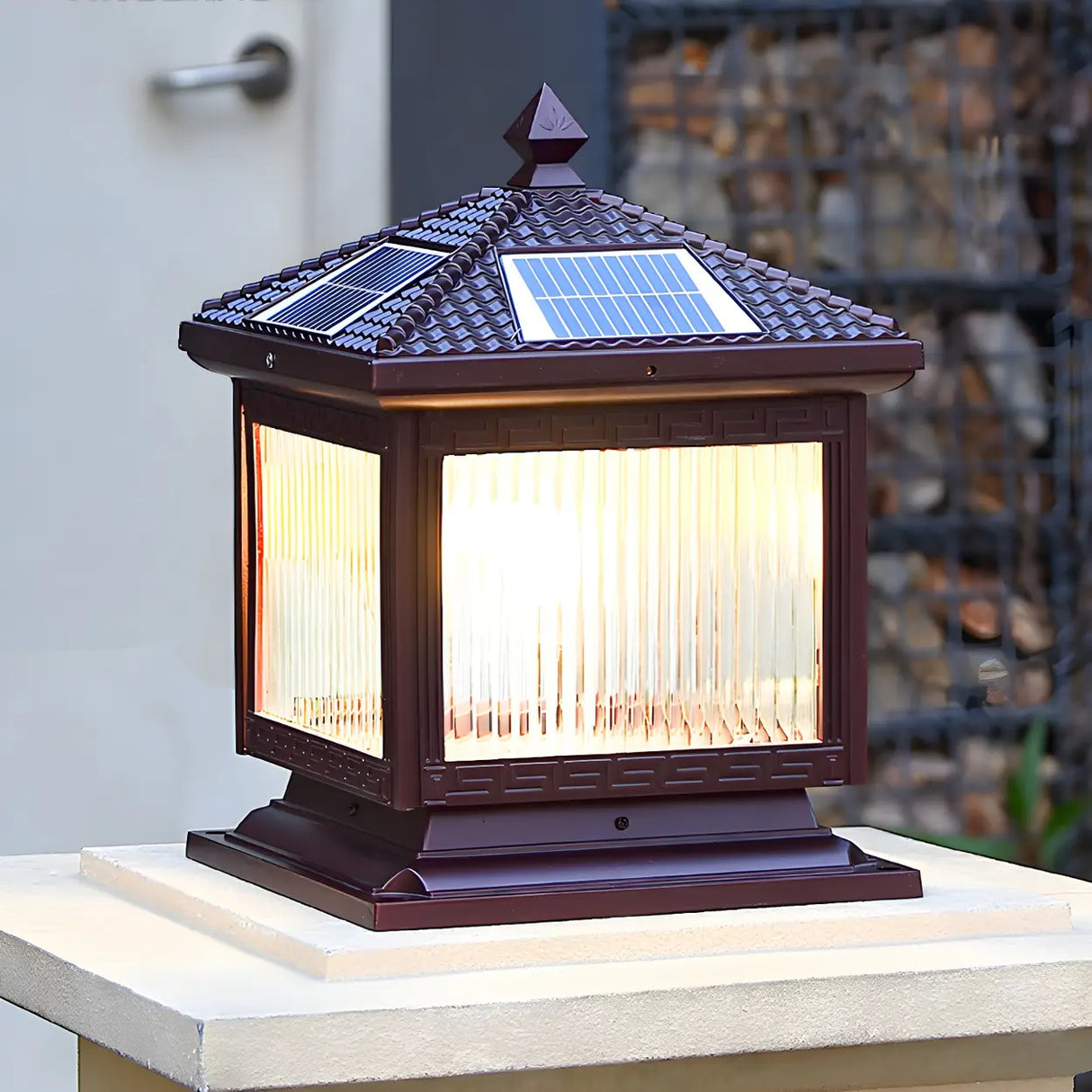 Rustic Solar Square Metal Outdoor Decor Table Lamp Image - 14