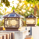 Rustic Square Metal Solar Outdoor Lantern Table Lamp Image - 10