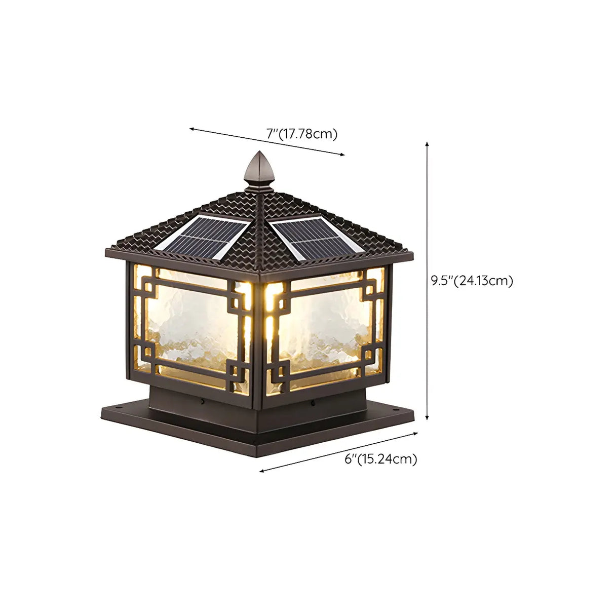 Rustic Square Metal Solar Outdoor Lantern Table Lamp 