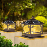 Rustic Square Metal Solar Outdoor Lantern Table Lamp Image - 3