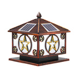 Rustic Star Solar Pillar Lantern LED Outdoor Table Lamp Image - 8